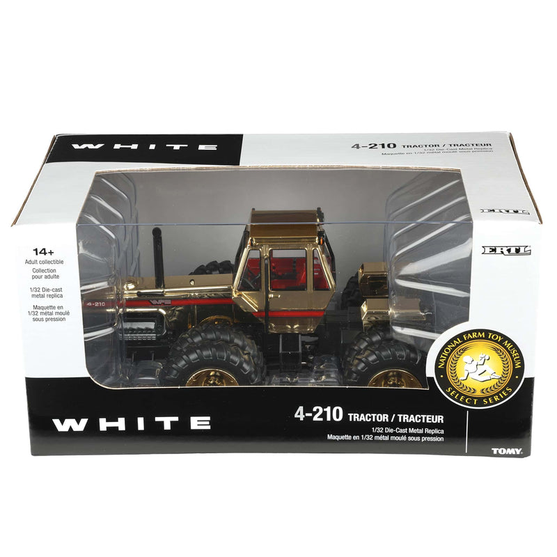 Gold Chrome ~ 1/32 White 4-210 4WD Tractor with Duals, 2024 National Farm Toy Museum by ERTL