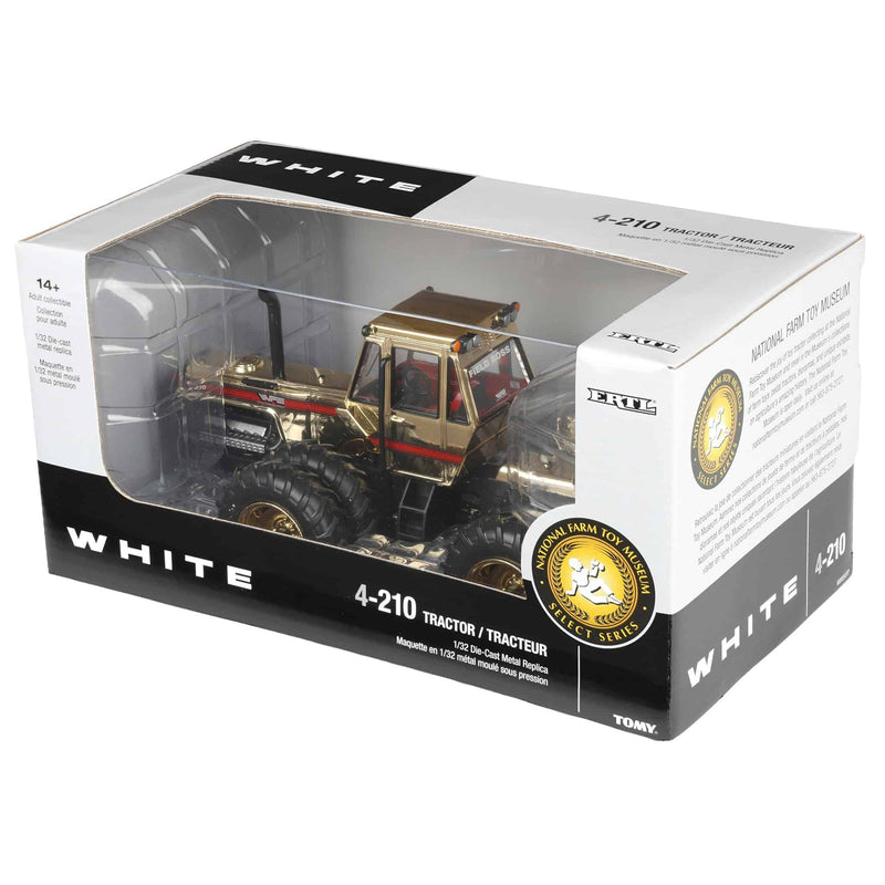 Gold Chrome ~ 1/32 White 4-210 4WD Tractor with Duals, 2024 National Farm Toy Museum by ERTL