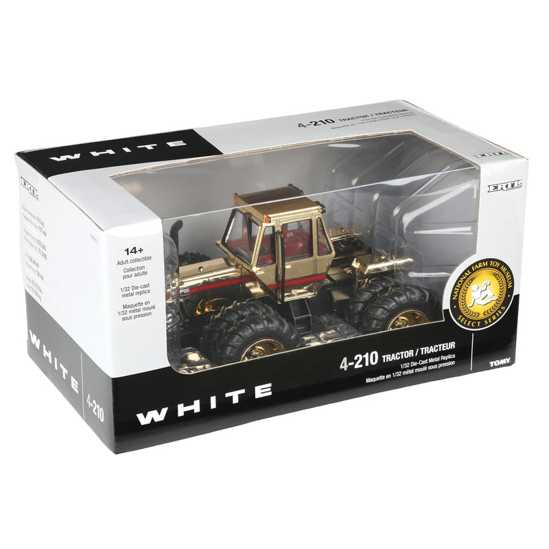 Gold Chrome ~ 1/32 White 4-210 4WD Tractor with Duals, 2024 National Farm Toy Museum by ERTL