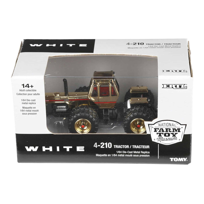 Gold Chrome ~ 1/64 White 4-210 4WD Tractor with Duals, 2024 National Farm Toy Museum by ERTL