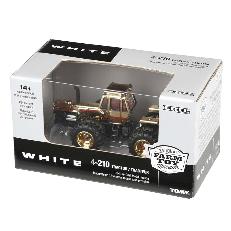 Gold Chrome ~ 1/64 White 4-210 4WD Tractor with Duals, 2024 National Farm Toy Museum by ERTL
