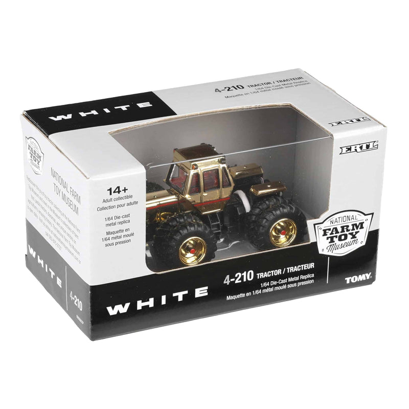 Gold Chrome ~ 1/64 White 4-210 4WD Tractor with Duals, 2024 National Farm Toy Museum by ERTL
