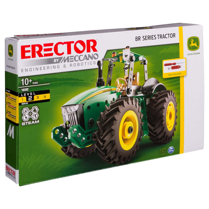 Erector 240 Piece Set, John Deere 8R Tractor Model Building Kit by Meccano