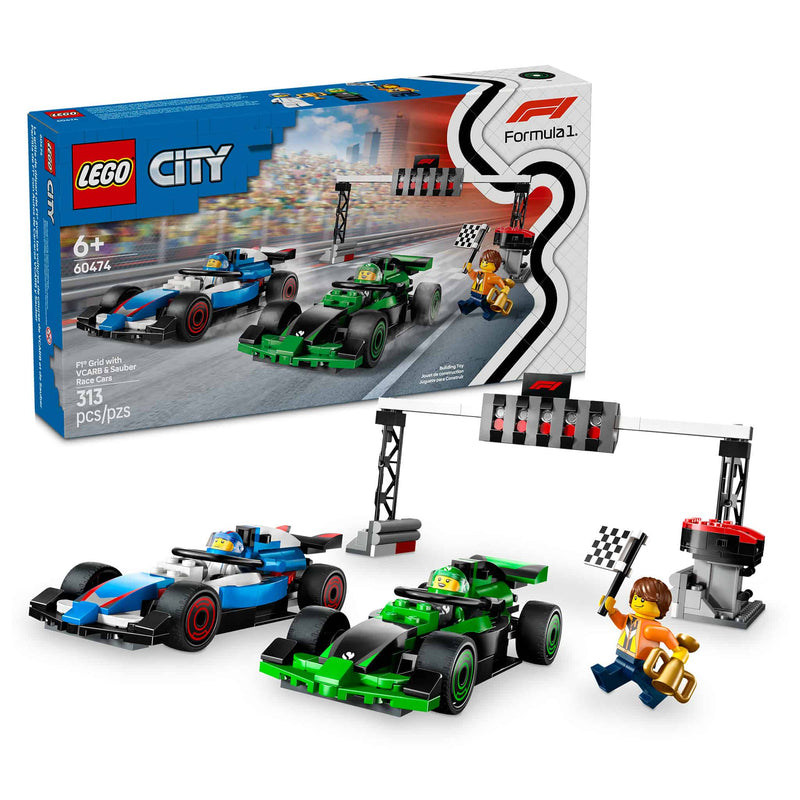 LEGO® City F1 Grid Set with VCARB & Sauber Racecars, 313 Pieces