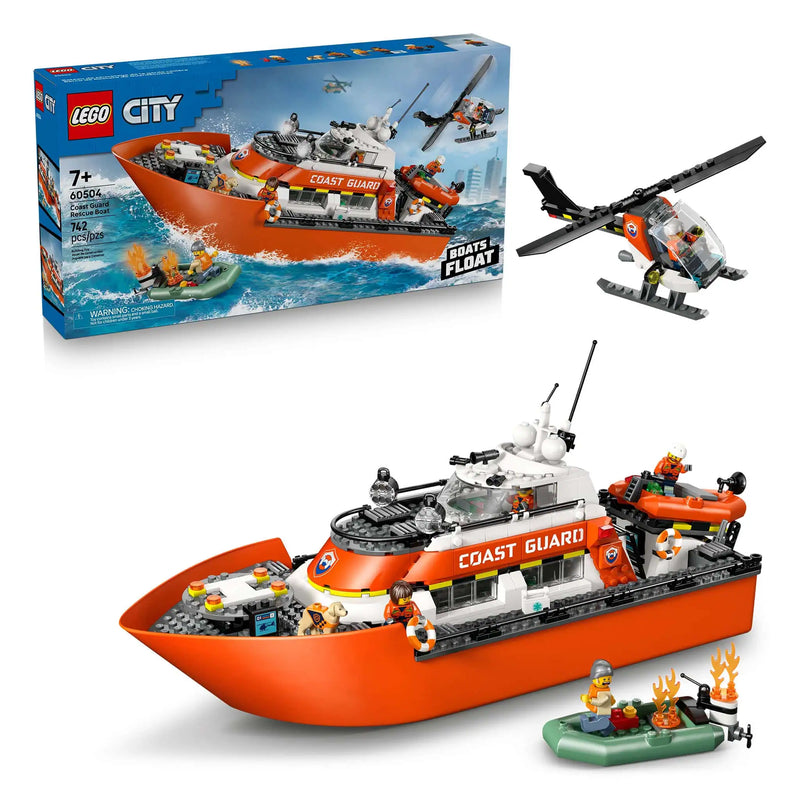 LEGO® City Coast Guard Rescue Boat & Helicopter with Minifigures, 742 Pieces