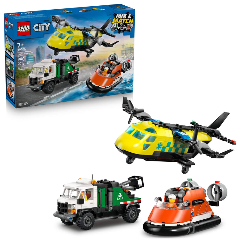 LEGO® City Airplane, Service Truck & Hovercraft Remix Building Set, 990 Pieces