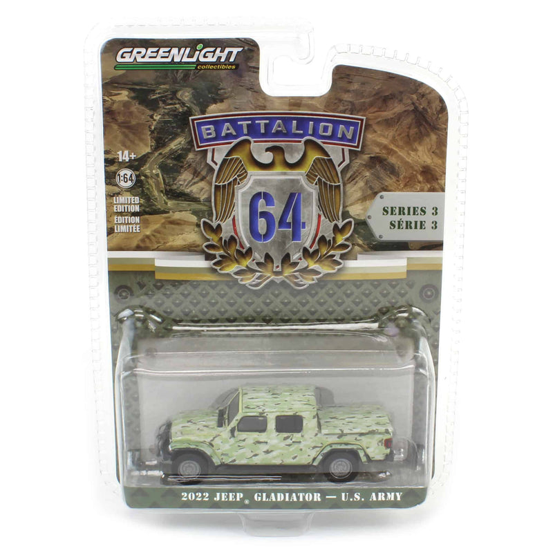 1/64 2022 Jeep Gladiator, US ARMY Camouflage, Battalion 64 Series 3