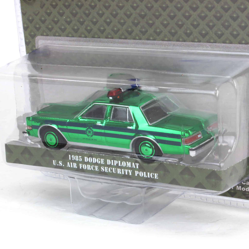 Green Chrome Machine ~ 1/64 1985 Dodge Diplomat, U.S. Air Force Security Police, Battalion 64 Series 5