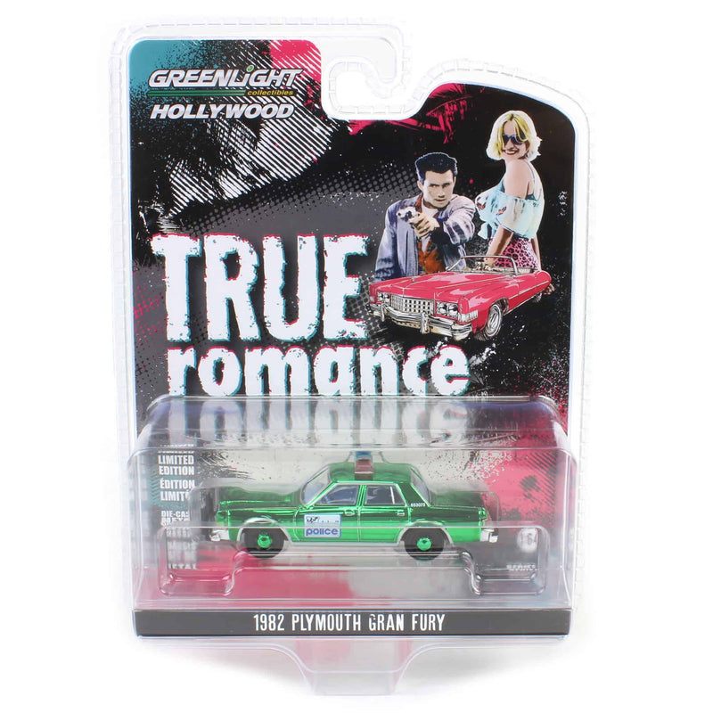 Green Chrome Machine Chase ~ 1/64 1982 Plymouth Gran Fury, True Romance, Hollywood Series 43