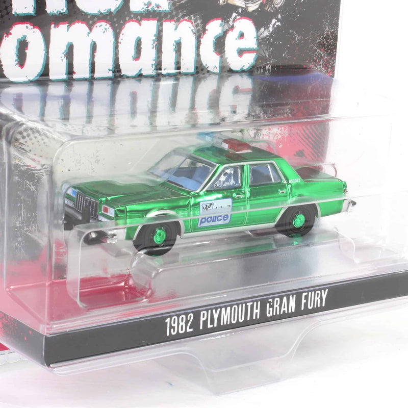 Green Chrome Machine Chase ~ 1/64 1982 Plymouth Gran Fury, True Romance, Hollywood Series 43