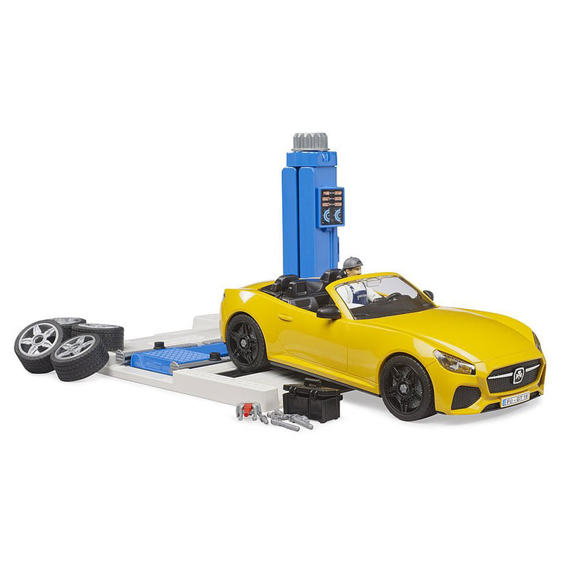 (B&D) 1/16 Bruder bworld Car Service Center with Bruder Roadster - Damaged Box
