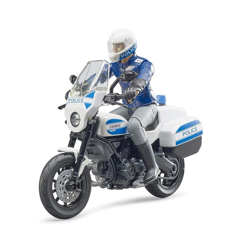 (B&D) 1/16 Scrambler Ducati Police Motorcycle with Policeman By Bruder - Loose, No Box
