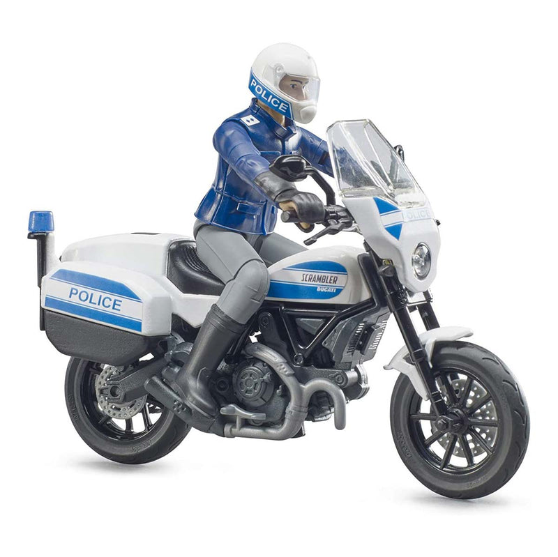 (B&D) 1/16 Scrambler Ducati Police Motorcycle with Policeman By Bruder - Loose, No Box
