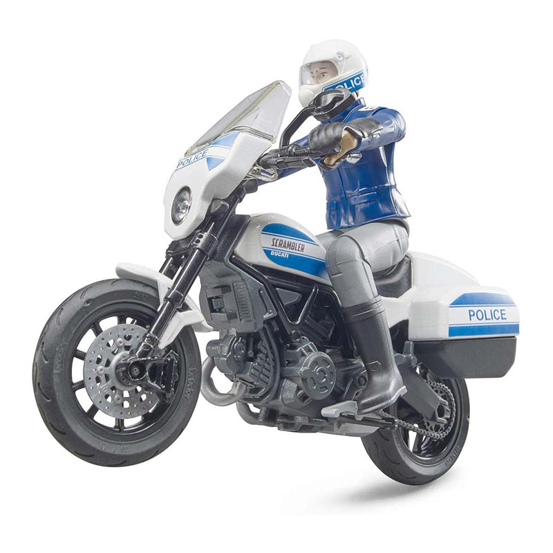 (B&D) 1/16 Scrambler Ducati Police Motorcycle with Policeman By Bruder - Loose, No Box