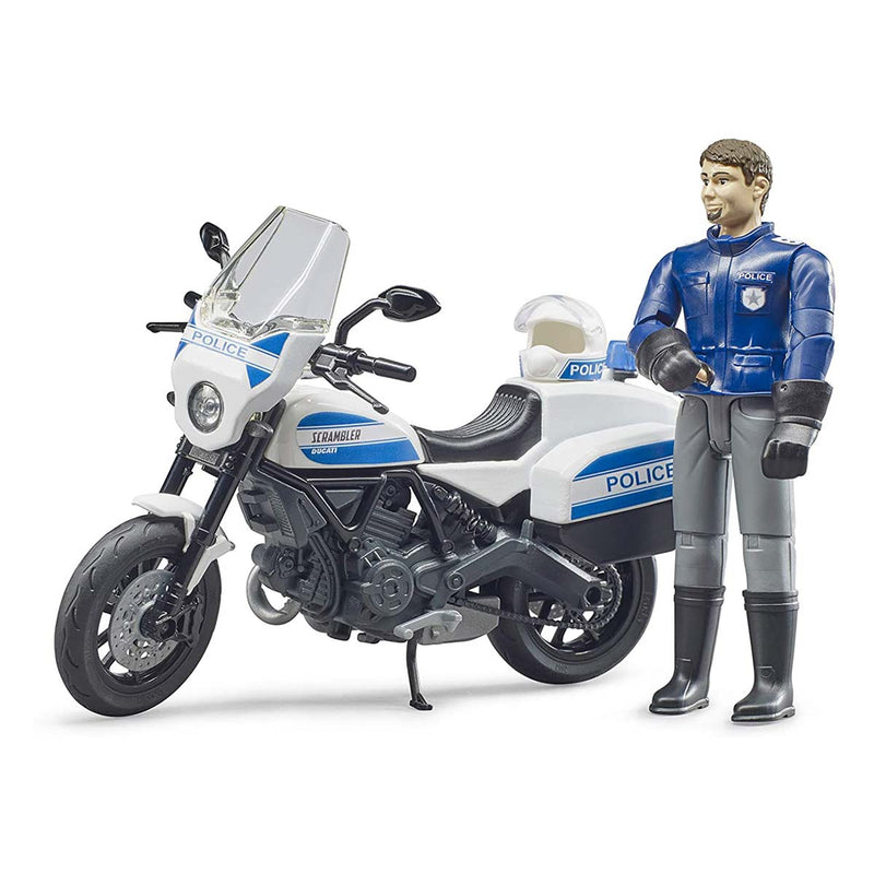 (B&D) 1/16 Scrambler Ducati Police Motorcycle with Policeman By Bruder - Loose, No Box