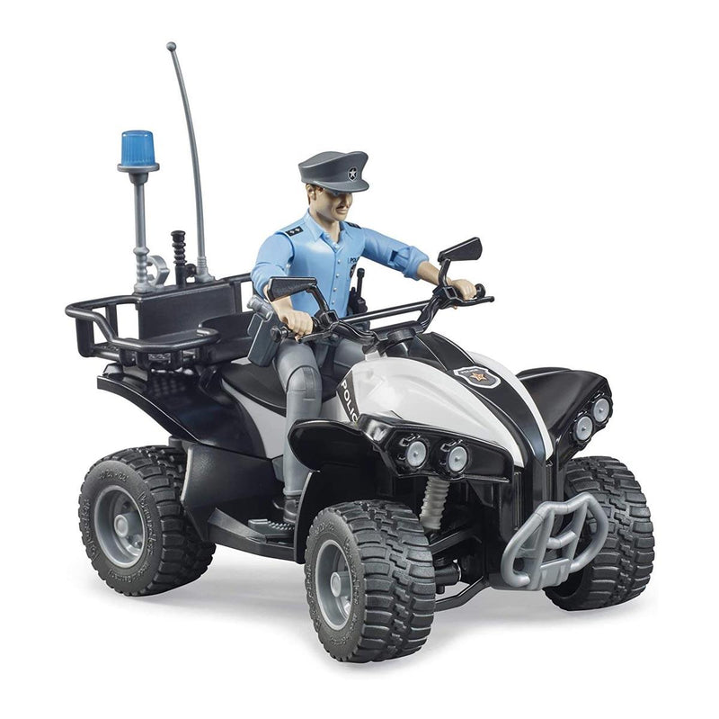 (B&D) 1/16 Police Quad with Light Skin Policeman and Accessories by Bruder - Damaged Box
