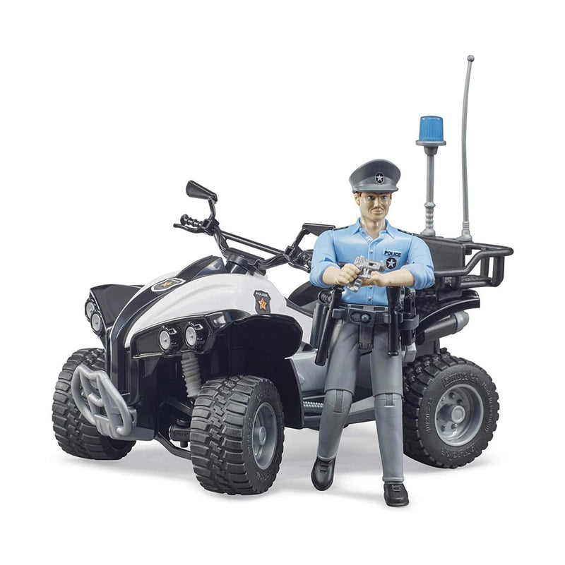 (B&D) 1/16 Police Quad with Light Skin Policeman and Accessories by Bruder - Damaged Box