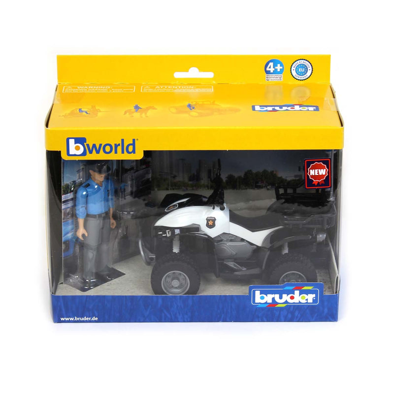 (B&D) 1/16 Police Quad with Light Skin Policeman and Accessories by Bruder - Damaged Box