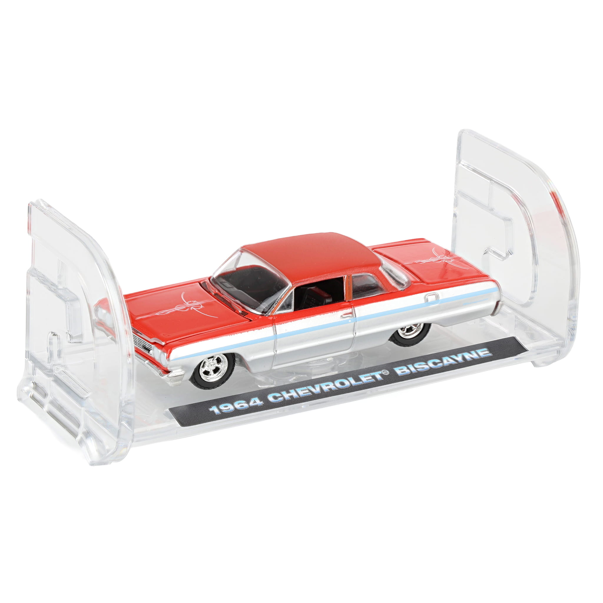 1/64 1964 Chevrolet Biscayne Lowrider, Silver Metallic & Red Two
