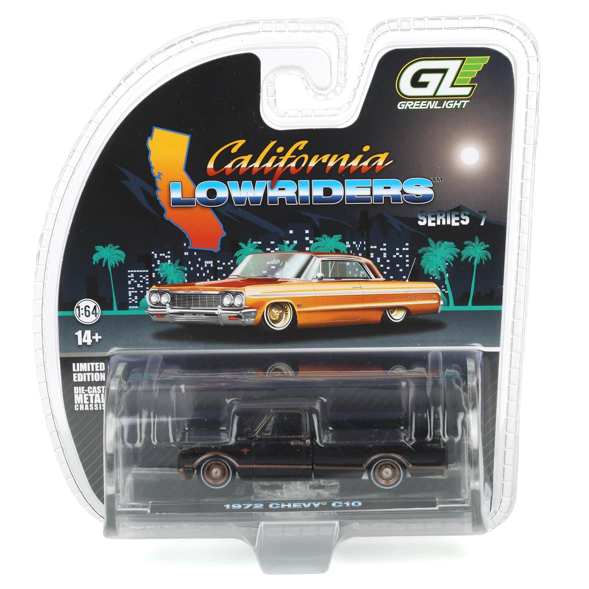 1/64 1972 Chevy C10 Lowrider, Black & Bronze, California Lowriders
