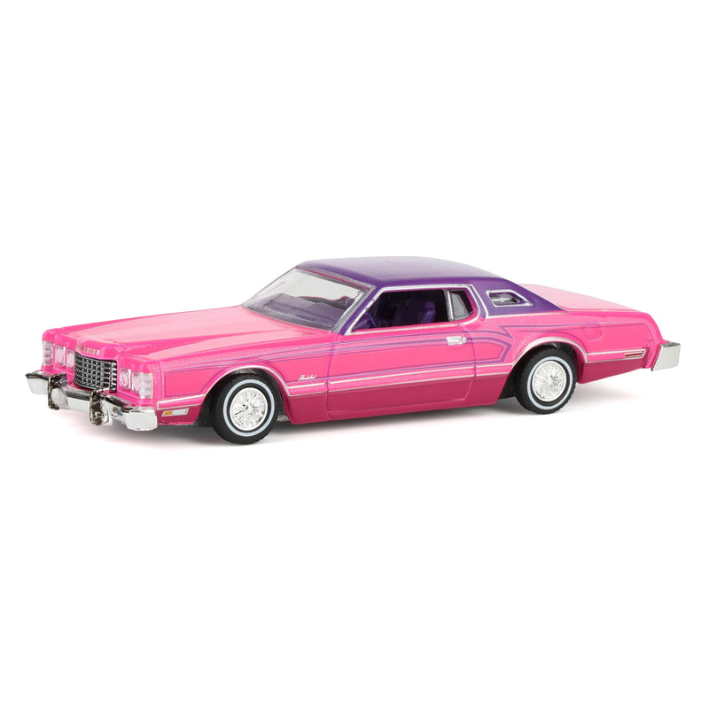 1/64 1975 Ford Thunderbird Lowrider, Pink with Pinstripes, California Lowriders Series 7