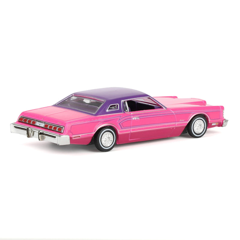 1/64 1975 Ford Thunderbird Lowrider, Pink with Pinstripes, California Lowriders Series 7