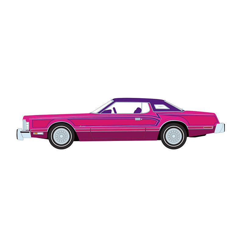 1/64 1975 Ford Thunderbird Lowrider, Pink with Pinstripes, California Lowriders Series 7