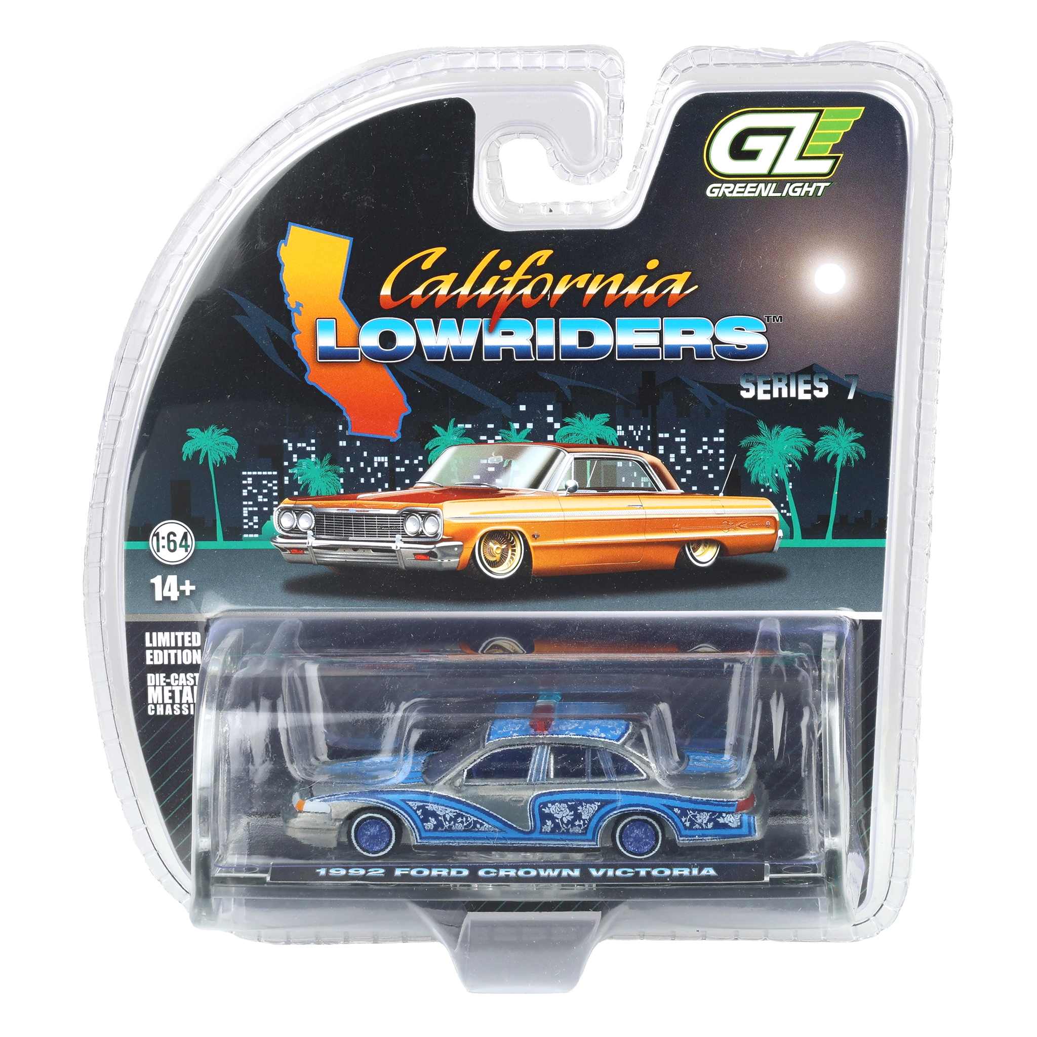 Raw Chase Unit ~ 1/64 1992 Ford Crown Victoria Lowrider, Blue with