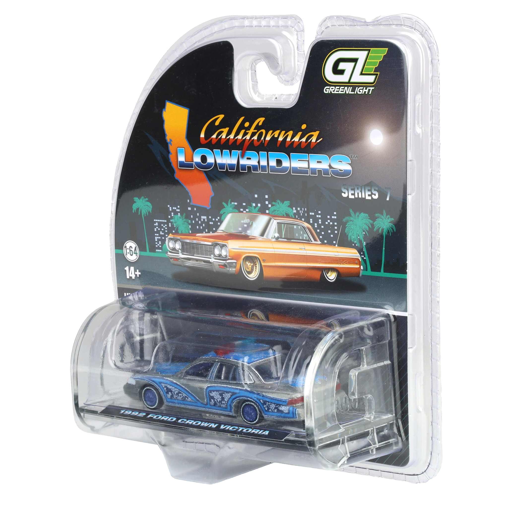 Raw Chase Unit ~ 1/64 1992 Ford Crown Victoria Lowrider, Blue with