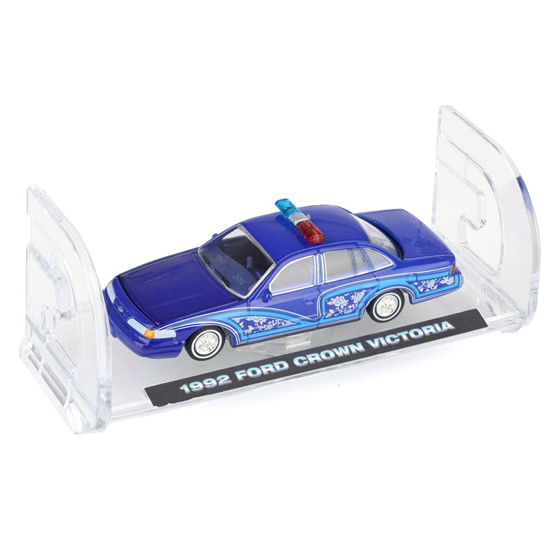 1/64 1992 Ford Crown Victoria Lowrider, Blue with Lightbar, California Lowriders Series 7