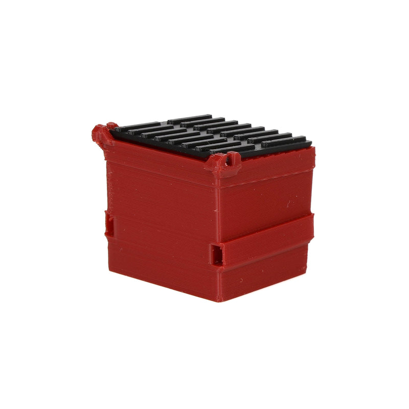 1/64 Red Dumpster with Removable Black Lid, 3D Printed Plastic