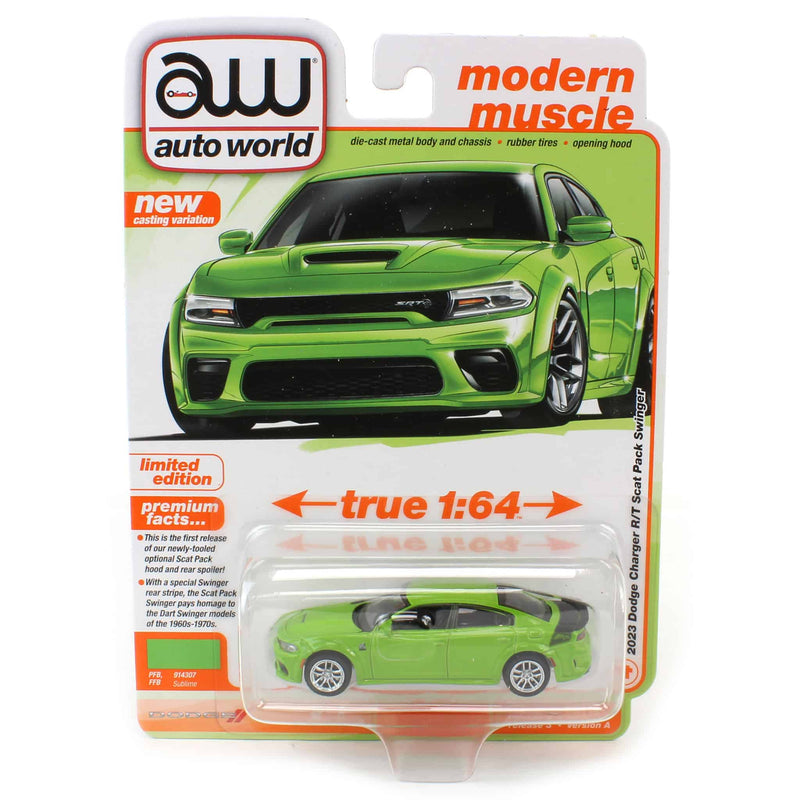 1/64 2023 Dodge Charger Swinger R/T Scat Pack, Sublime Green, Auto World