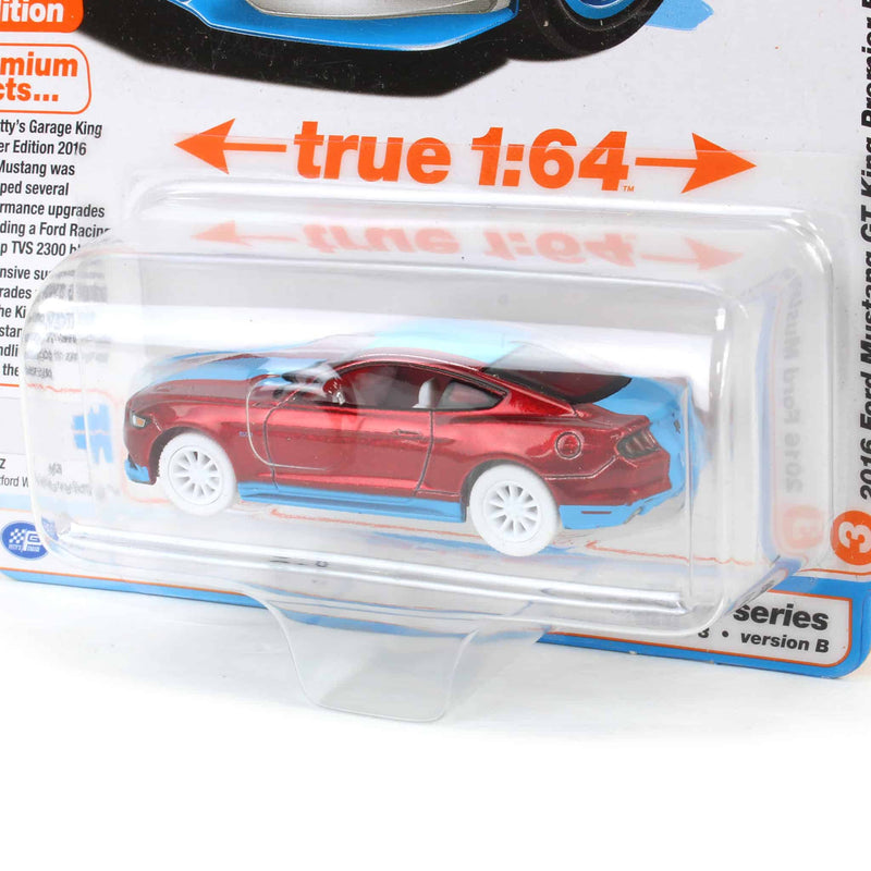 White Lightning Chase ~ 1/64 Petty’s Garage 2017 Ford Mustang GT Tribute Edition with Petty Garage Logos, White, Auto World