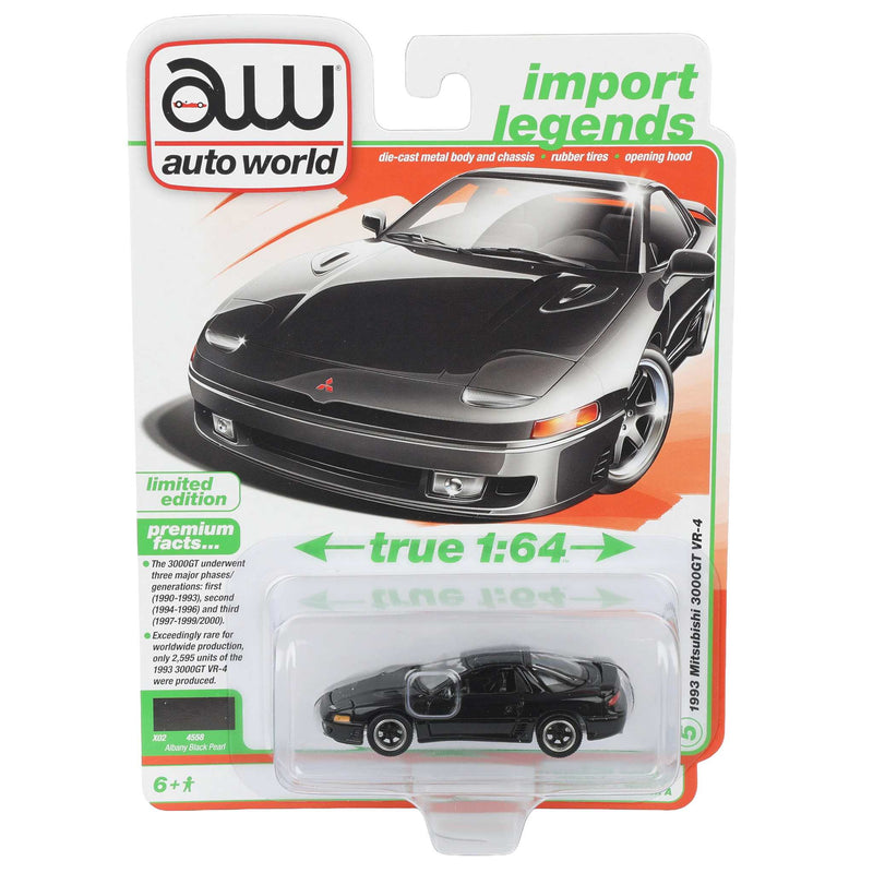 1/64 1993 Mitsubishi 3000GT VR-4, Albany Black Pearl, Auto World Import Legends Series