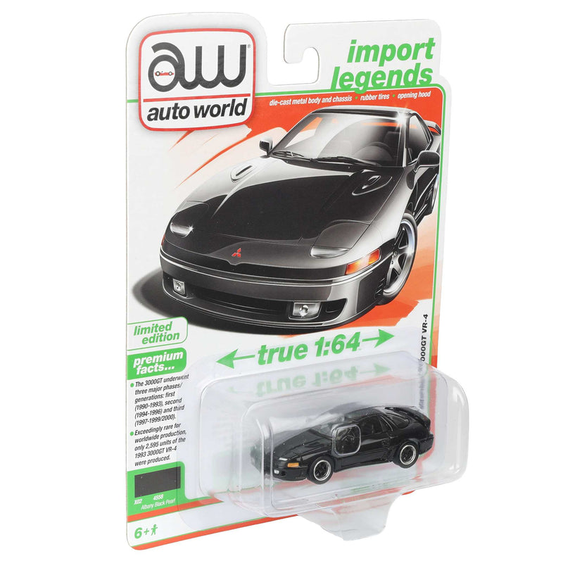 1/64 1993 Mitsubishi 3000GT VR-4, Albany Black Pearl, Auto World Import Legends Series