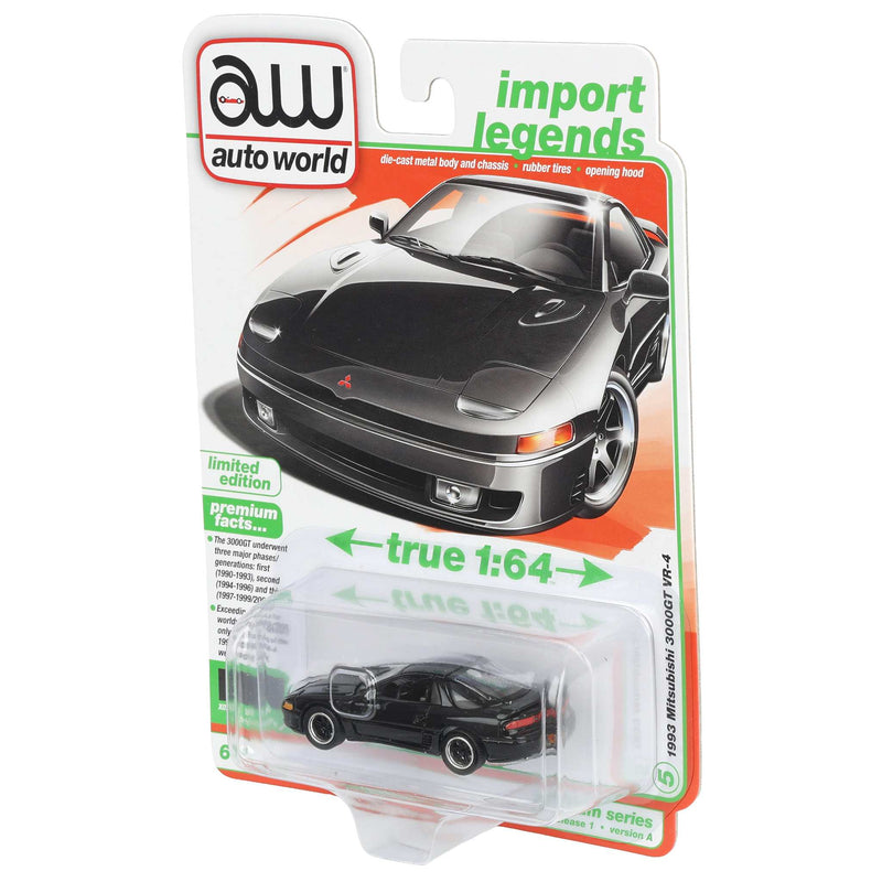 1/64 1993 Mitsubishi 3000GT VR-4, Albany Black Pearl, Auto World Import Legends Series
