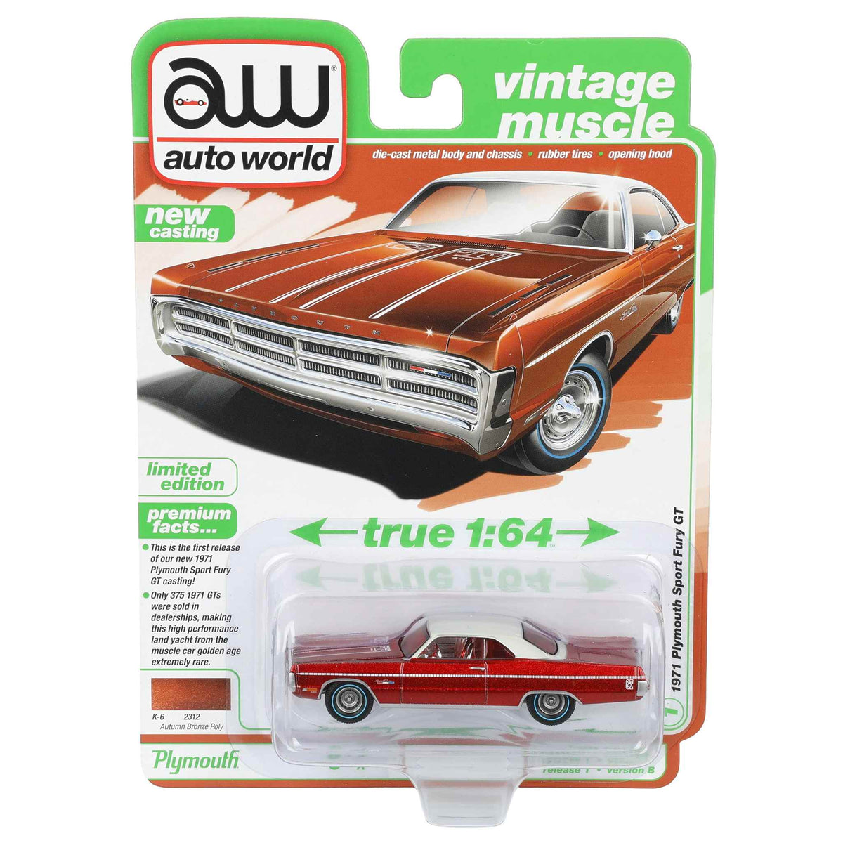 Ultra Red Chase Unit ~ 1/64 1971 Plymouth Sport Fury GT, Autumn