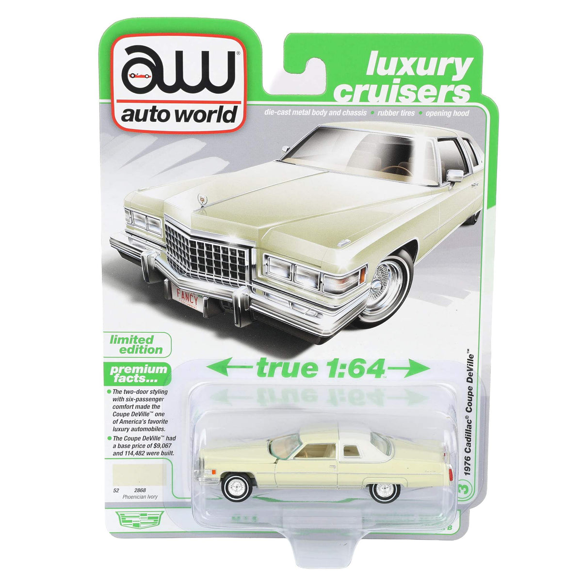 1/64 1976 Cadillac Coupe DeVille, Phoenician Ivory, Auto World