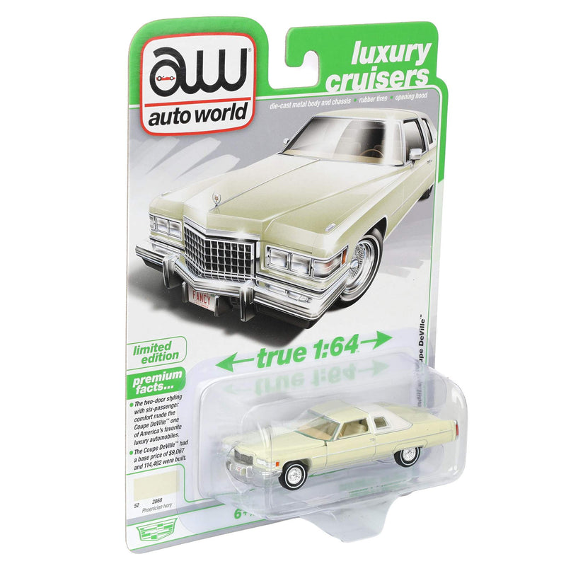 1/64 1976 Cadillac Coupe DeVille, Phoenician Ivory, Auto World Luxury Cruisers Series