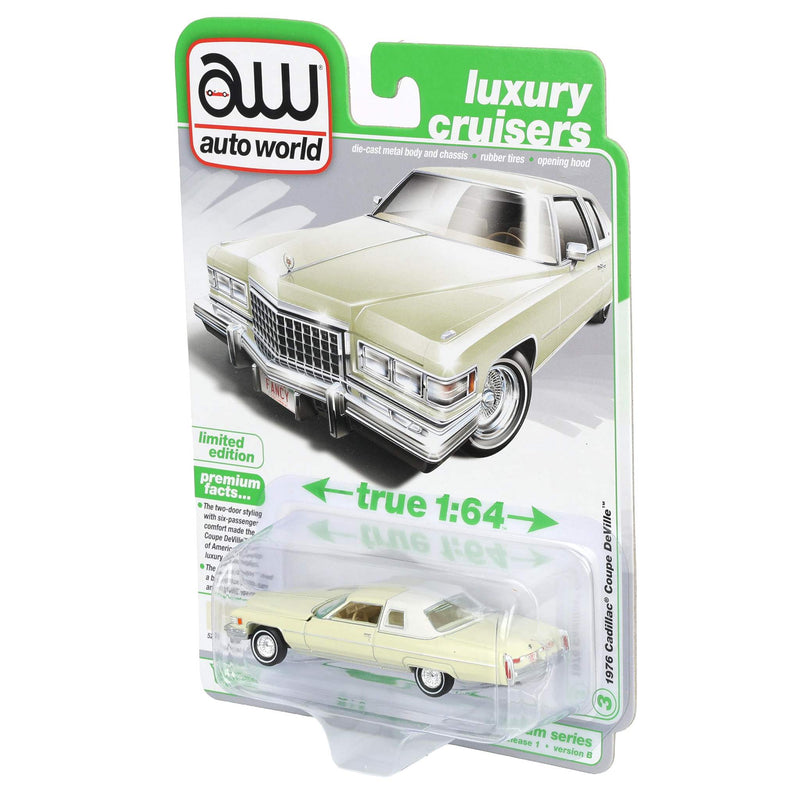 1/64 1976 Cadillac Coupe DeVille, Phoenician Ivory, Auto World Luxury Cruisers Series