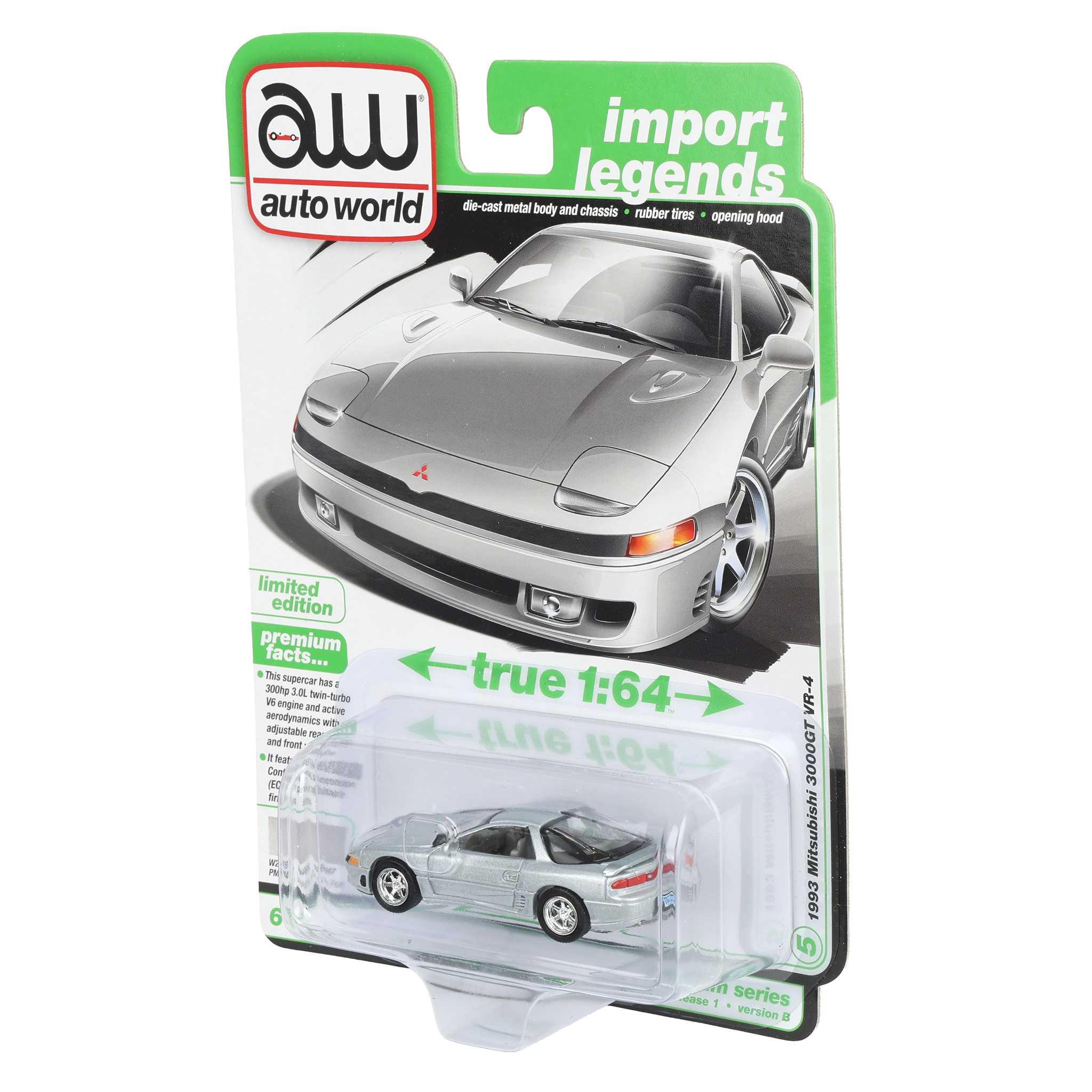1/64 1993 Mitsubishi 3000GT VR-4, Zurich White Pearl, Auto World