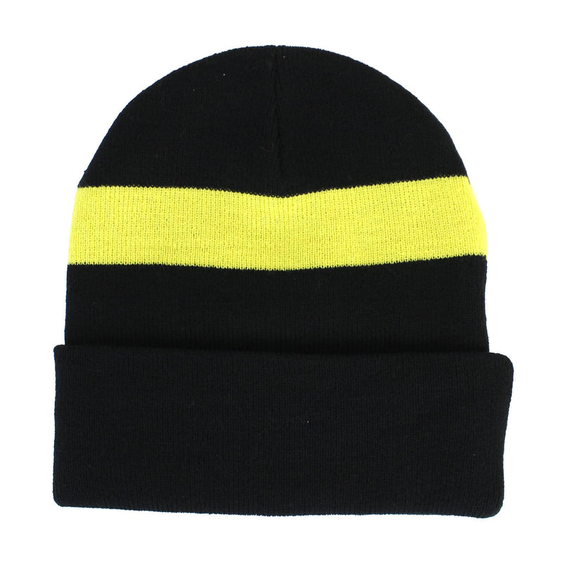 Case Knit Beanie with Safety Yellow Stripe
