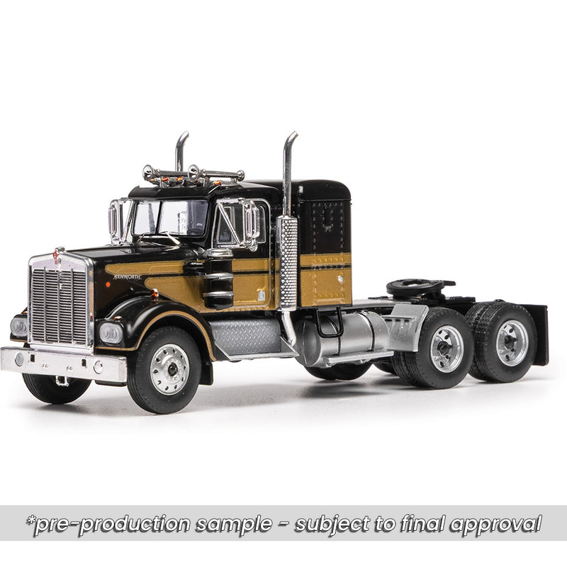 1/64 1970 Kenworth W925 Small Sleeper Black and Gold by IXO America