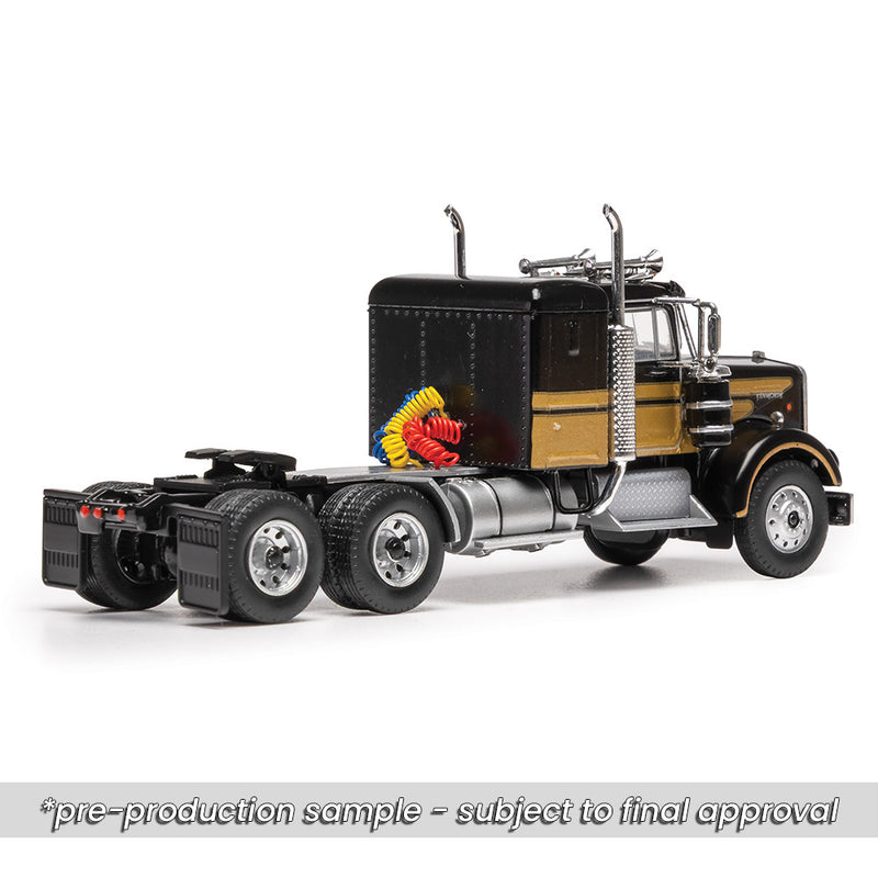 1/64 1970 Kenworth W925 Small Sleeper Black and Gold by IXO America