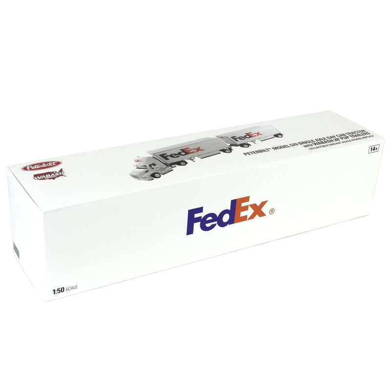 1/50 FedEx Peterbilt 579 Single Axle Day Cab w/ 2 Wabash 28’ Pup Trailers