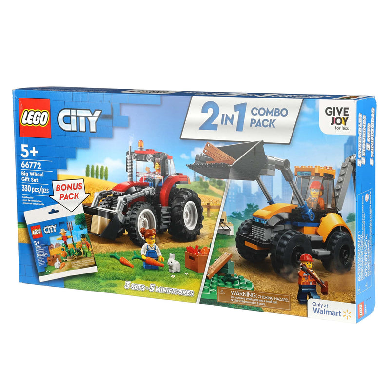 LEGO® City Red Farm Tractor with Loader, Construction Loader & Bonus Scarecrow