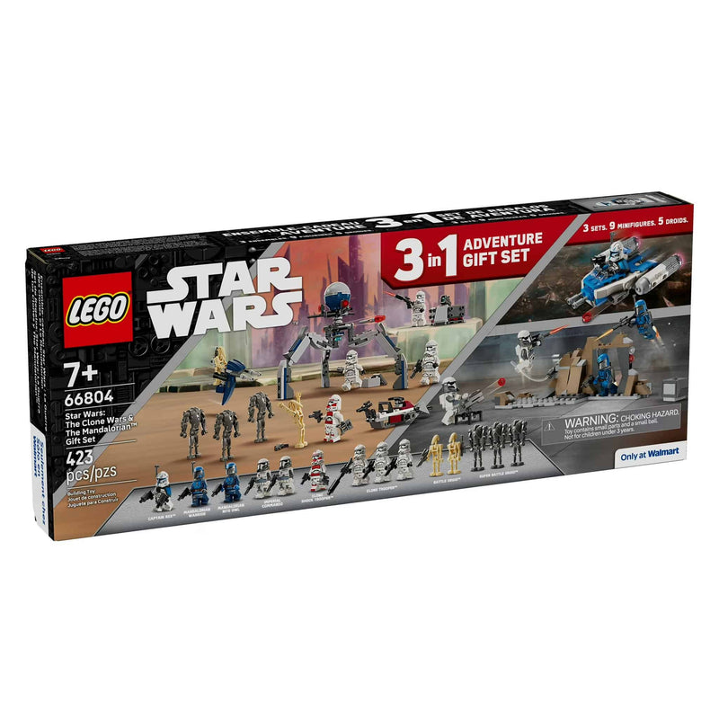 LEGO® Star Wars™ 3-in-1 Adventure Gift Set, 423 Pieces: Clone Trooper & Battle Droid, Ambush on Mandalore, & Captain Rex Y-Wing Microfighter