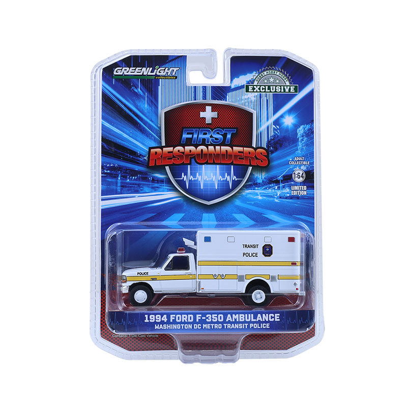 1/64 1994 Ford F-350 Ambulance, Washington DC Metro Transit Police, First Responders, Hobby Exclusive