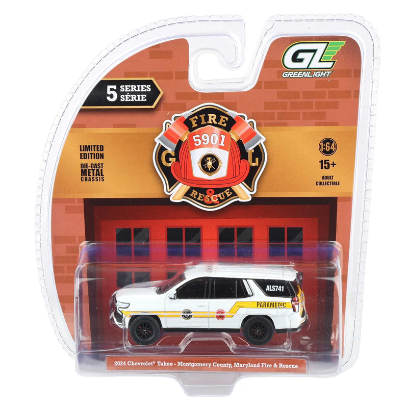 (B&D) 1/64 2024 Chevrolet Tahoe, Bethesda, Maryland Bethesda-Chevy Chase Rescue Squad, Fire & Rescue Series 5 - Damaged Box