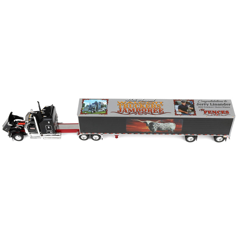 1/64 Kenworth W900L, Jerry Linander "No Fences" Van Trailer, 2025 Walcott Trucker Jamboree, DCP by First Gear